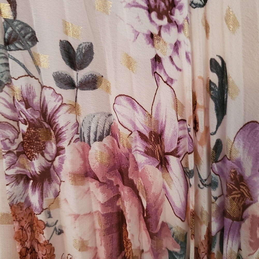 Pleated Floral Gown - Picture 6 of 6